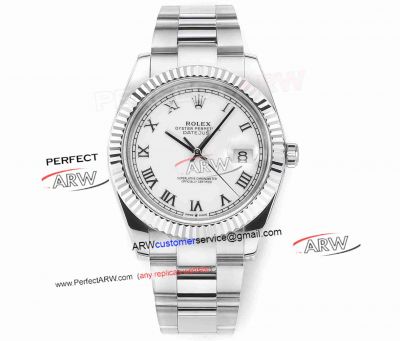 DDF Replica Rolex Datejust White Roman Face Oyster Band 41mm 3235 Movement Watch